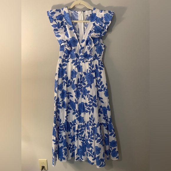 NWOT SUGARLIPS Floral Fairness Poplin Surplice Midi Dress SZ S - Picture 5 of 7